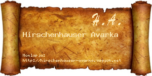 Hirschenhauser Avarka névjegykártya